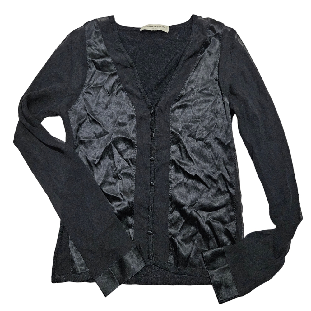 Maria Di Ripabianca Black Silk Cardigan Made in Italy 🇮🇹